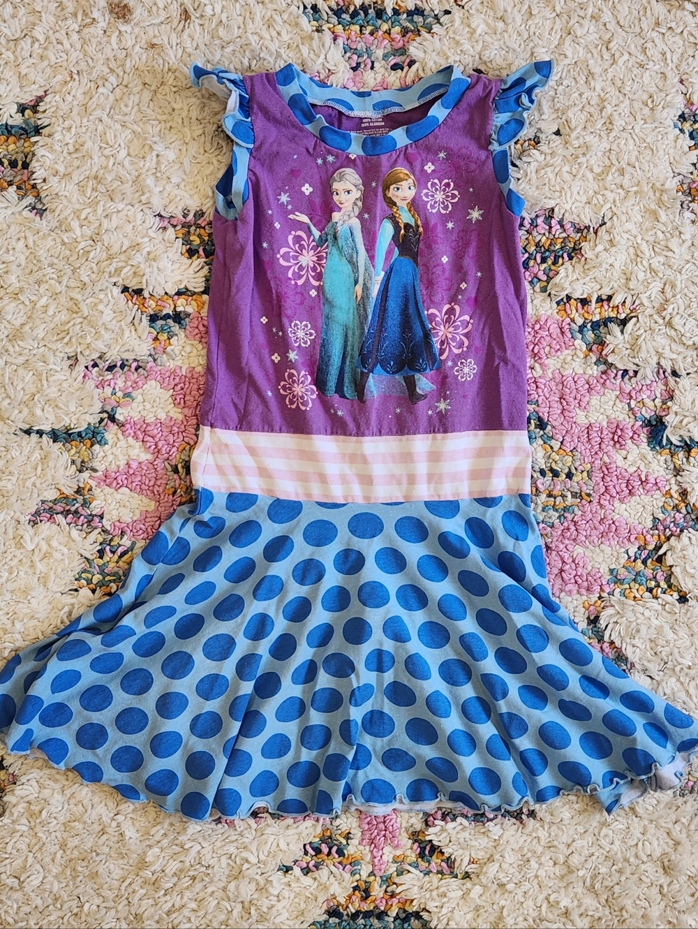 Disney 2013 Frozen Princess Sisters Anna & Elsa TShirt Dress Girl's Medium